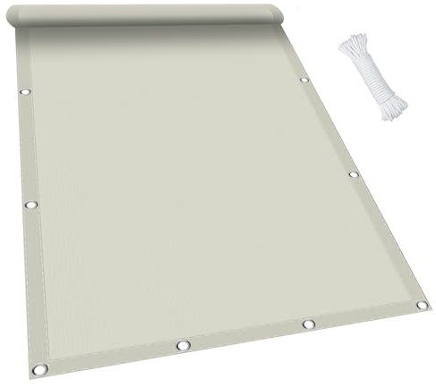 Toldo Vela Rectangular 4.5 x 7.5 m Impermeable, Lona De Sombra De Sol Protección UV a Prueba de Viento para Patio Exteriores, Marfil