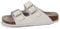 Mesing Mules Sandales Femme Homme Été Plates Boucle Bout Ouvert Nu-pieds Confortable Cuir Suédé Pantoufles en Liège XZ490-White-EU40