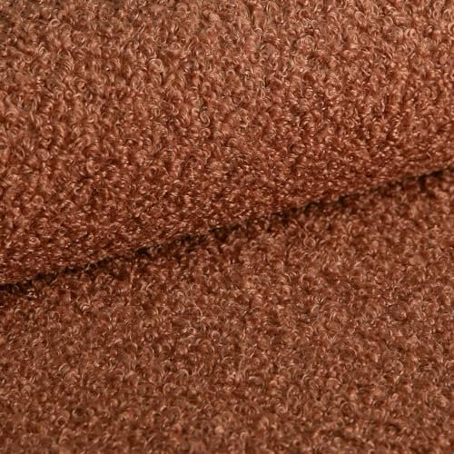 Heko Panels Bouclé Stoff Polsterstoff Boucle Möbelstoff Frottier-Velours Schwer Entflammbar Meterware Stoff Zum Nähen Für Deko Kissenbezüge Wohntextilien 500 x 142 cm Kupferrot Tena