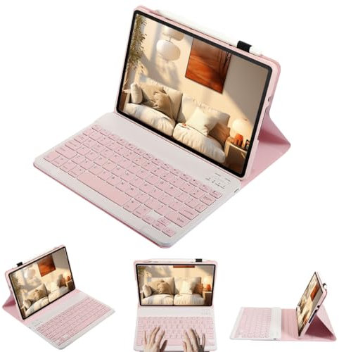 leleyo Tablet Keyboard Case for Honor Pad 8 12 inch Smart Cover Magnetic with Removable Wireless Bluetooth Keyboard QWERTY for Honor Pad 8 (2022) 12 inch, Pink