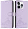 ScandiCasis iPhone 16 Pro Flip Case, Cat Pattern Leather Cover with [Card Slots] [RFID] [Wallet] [Kickstand] Shockproof Case, Purple