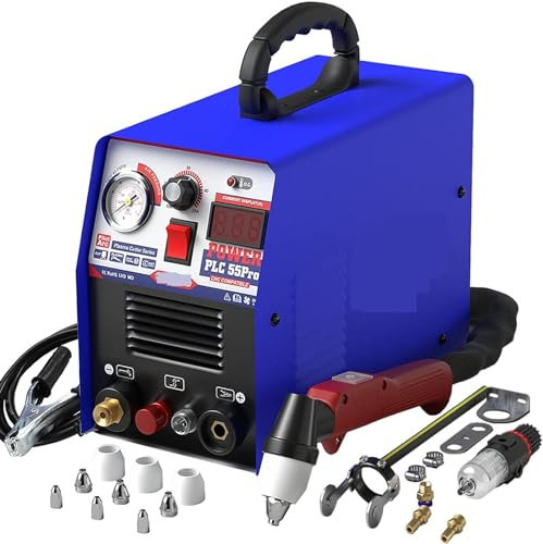 Taglierina al plasma digitale, Tagliatrice al plasma ad arco IGBT Macchina da taglio al plasma CNC monofase PLC55PRO 55Amp 14mm Acciaio tagliato Tutto in metallo per acciaio inossidabile, acciaio lega