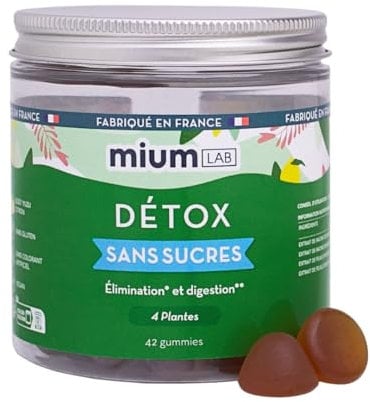 Mium Lab - Complexe Détox Foie, Intestin & Reins - Ballonement, Fatigue, Contrôle du poids et Imperfections - Extraits concentrés Artichaut, Pissenlit, Bardane et Bouleau - Gummies sans sucres 21 jour