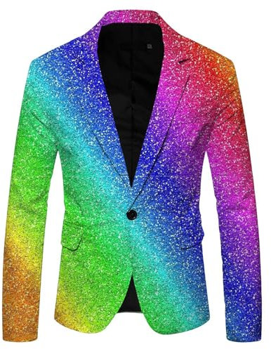 Meine Bestellungen Glitzer Sakko Herren - Pailletten Jacke Blazer Slim Fit Festlich Freizeit Weihnachten Outfit