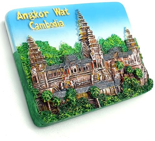 Cambodia Angkor Wat Fridge Magnet, 3D Magnet Travel Sticker Souvenirs, Global Landmarks, Must-Have Featuring Iconic Cities like Dubai, London, Paris, and More (Cambodia)