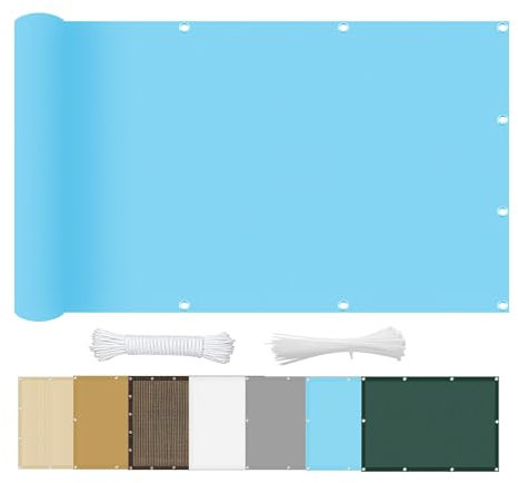 Terrassenüberdachung für den Außenbereich, 3 x 5 m, UV-Block, 95 % Sonnenschutz, Markise für Garten, mit Kabelbindern, Himmelblau