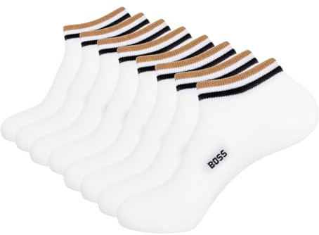 BOSS 4 Paar Herren Socken Casual Socken AS Uni Stripe CC, Farbe:Weiß, Größe:39-42, Artikel:-100 white