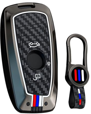 ontto Schlüsselhülle mit Schlüsselanhänger Passt für BMW 1er 2er 3er 4er 5er 6er 7er X3 X4 M2 M3 M4 M5 M6 F20 F10 F30 F80 F12 F13 Autoschlüssel Hülle Metall Schutzhülle Schlüsselcover 3 Tasten Schwarz
