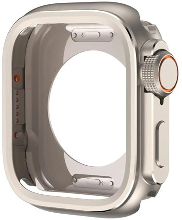 UMCNVV Metal Bumper Case for Apple Watch Series 10 46mm Protector Frame Cover for IWatch 10 46MM Change To Ultra 2 49mm Alloy Watch Case(Titanium color)