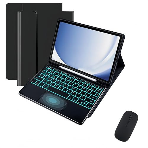 Keyboard Case For Samsung Galaxy Tab A9+ / A9 Plus 11 Inch 2023 With Mouse, Slim Cover With Detachable Bluetooth 7 Color Backlight Trackpad Keyboard With S Pen Holder