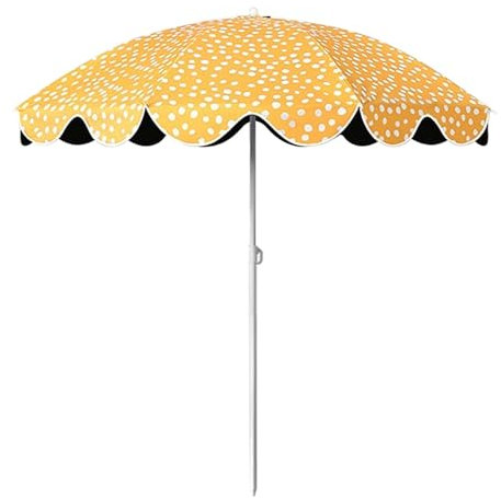 Camping Sombrilla De Pesca, Diseño De Lunares Amarillos, Protección contra La Lluvia y El Sol, Tela De Sombrilla De 160cm/5.2ft, Terraza Sombrilla Plegable Jardín, Altura Ajustable, Sin Base