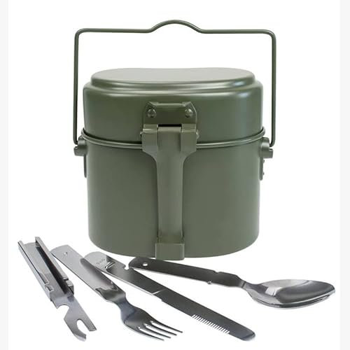 3 in 1 contenitore for il pranzo in alluminio da campeggio, borraccia militare, pentola for picnic, viaggio, tazza d'acqua, ciotola, set di pentole da cucina militari all'aperto(Lunch box kits)