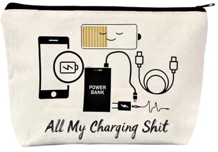 Cable Organiser Bag Travel Essentials Backpacking All My Charging Stuff Funny Makeup Bag with Zipper Large Capacity Toiletry Gadget Bag Tech Pouch Travel Gifts for Women Men Friends Sisters Mom