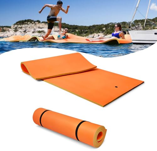 GOPLUS Matelas Mousse Americain Piscine,Tapis Flottant Piscine pour Adultes, Lac, Piscine, Plage,Yacht,Bouée Flottant,90x220CM/66x210CM/355X183CM/270X180CM (Orange|355X183CM)