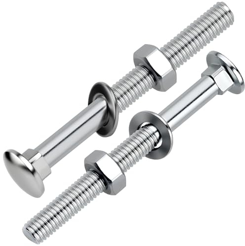 XRXYMQ 25 Pcs M8 Coach Bolts M8 x 80 mm Zinc-Plated Steel | Carriage Bolts with Hex Nuts, Zinc-Plated Fasteners with Flat Washers, Secure Fixing, Wood Furniture and Outdoor Repairs