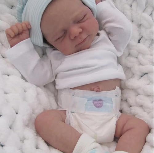 ROSHUAN Real Llife Baby Dolls That Look Real Sleeping Baby 18 inch 48 cm Realistic Reborn Baby Doll Silicone Full Body Vinyl Squishy Lifelike Newborn Washable Doll