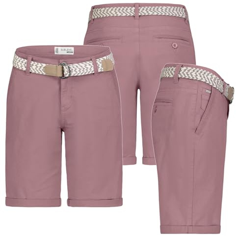 Stitch & Soul Damen Short Bermuda Kurze Hose Sommer Chino Stoff Hose mit Gürtel