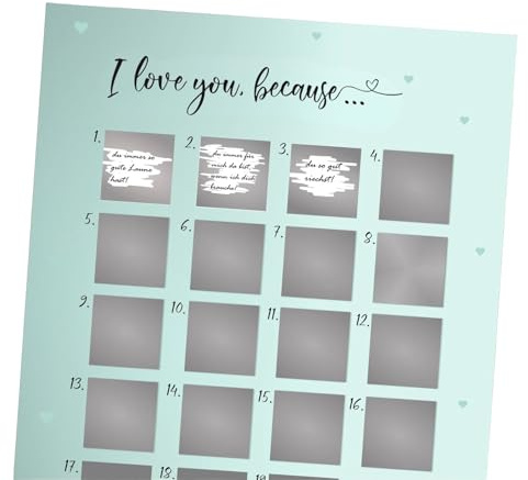 Adventskalender zum Rubbeln I LOVE YOU A4 Weihnachtskalender DIY Adventskalender zum Rubbeln Weihnachten für Paare Mama & Papa Lieblingsmensch Geschenk für Sie und Ihn