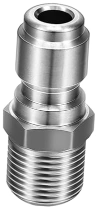 budiniao Hochdruckreiniger Kupplung 3/8 Schnellanschluss, robuste Edelstahl Schlauchkupplung, kompatibel mit Hochdruckgeräten, NPT Edelstahl Schlauchadapter, Außengewinde männlich