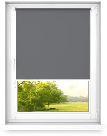 time4blinds - Verdunklungsrollo ohne Bohren - Verdunkelungsrollo, Rollo Verdunkelung, Thermorollo - 3 Arten der Montage, Silberne Thermobeschichtung - Helles Anthrazit, 500x1200mm, Links