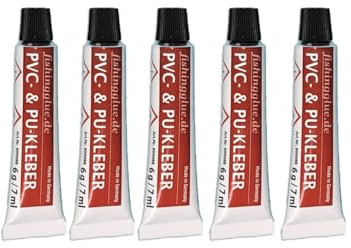 5er-Pack PVC- & PU-Kleber 6 g, flüssiges PVC Made in Germany | Wasser- & UV-beständig, Flickzeug für Zelt Isomatte Schirm Regenjacke Markise Pool Schlauchboot Plane, Wärmestabil bis 60°C