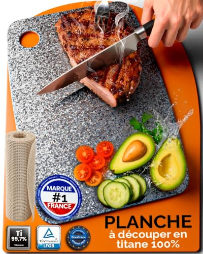 Tagliere in Titanio per Cucina 100% Puro 40x30cm – Tagliere Titanio Doppia Faccia Antibatterico – Taglieri in Titanio per Cucina Ultra Resistente – Titanium Cutting Board Professionale