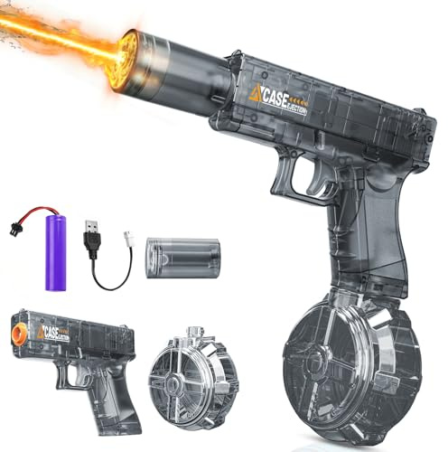 Electric Water Gun for Adults & Kids – 2026 Upgraded Automatic Water Pistol with LED Lights, 320ml Large Capacity, Leak-Proof Magazine – Perfect for Summer Garden, Pool, Beach & Party Battles