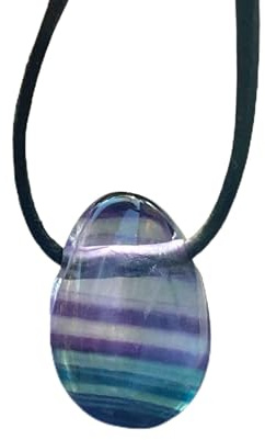 Steinfixx Regenbogenfluorit Anhänger Tropfen – Edelstein Kette mit 80 cm Band & Geschenkbox – Echter Fluorit Schmuck Mehrfarbig – Naturstein in AAA-Qualität aus Brasilien – 30x20 mm
