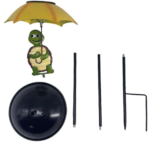 Solar Vogelhaus Mit Schildkröte Und Schirm | Solarlampe, Gartenbeleuchtung, wetterfestes Eisen, dekoratives Design