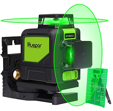 Huepar 902CG Livella Laser 2X 360 Verde 40m 8 Linee, Modalità Impulso, Livella Laser Autolivellante a Croce, Orizzontale/Verticale a 360 Gradi, Funzione di Inclinazione, con Supporto Base Magnetico
