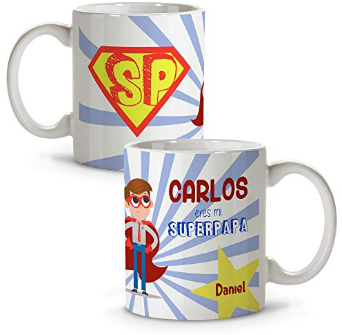 LolaPix Taza desayuno. Regalo personalizado. Día del Padre. Varios diseños. Super Papá