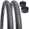 YunSCM 2er-Pack Faltbar 24 Zoll Reifen 24x1.95 Plus 2er-Pack 24 Zoll Schlauch AV32mm Ventil kompatibel 50/54-507 Mountainbike 24x1.90 24x1.95 24x2.0 Fahrradreifen und Schlauch