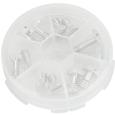 CAMVATE 1/4-20 & 3/8-16 Slotted Screw Bolt Assortment Brass Nickel Made with Plastic Storage Case for Camera Quick Release Plate (12 Pieces) - 3033