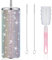 Glitzer-Wasserflasche, 590 ml, Diamant-Bling-Becher, Strass-Becher, Edelstahl, isolierter Bling-Becher mit Deckel und Strohhalm, glitzernder Becher mit Bürste für Wasser für Frauen und Mädchen (bunt)