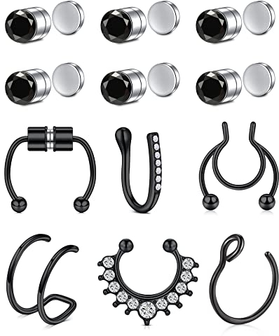 Incaton Fake Septum Piercing Nasenring Edelstahl Fake Nasenpiercing Non Pierced Septum Tragus Clip Fake Piercing Nase Ring Hoop