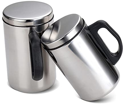 Edelstahl Campingbecher Kaffeebecher, Weinbecher mit Deckel, Doppelwandige Unbreakable Tassen Camping Kaffee Becher 500ML für Kaffee, Wein, Bier, Milk (2 Stück, 500ml)