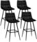 IDMarket - Lot de 4 tabourets de Bar Mady en Velours Noir