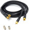 DRUT 3m Twin Shotgun Satellite Moulded F-Type Plug to Socket RG6 Coaxial Extension Antenna Cable Lead With F-Type Couplers 10ft Black