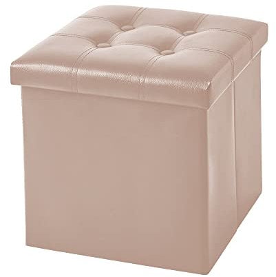 Il Gruppone Passione Casa Pouf Contenitore in 2 Misure Medio 38x38 - Grande 50x50 Quadrato Portaoggetti in Ecopelle Poggiapiedi Salotto Sgabello Pouff Camera Design con Coperchio - Tortora - 38x38x38