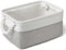 Small Storage Baskets With Handles, Fabric Canvas Material Storage Box for Home Office Products Organize, Small Storage Box Fit Cat Dog Toy, Gift Basket, 31 X 21 X 16 cm (White & Light Grey-1pcs)