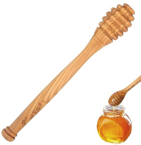 KYVANDO Traditional Olive Honey Dippers - Durable & Warp-Resistant, Preserves Honey Purity, 1pcs, 6.3 Inch