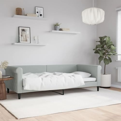 CIADAZ Tagesbett Hellgrau 90x200 cm Samt, Schlafsofa, Daybed, Bettsofa, Sofa Bed, Sofabett, Schlafcouch, Jugendbett, Bettgestell, Bettcouch - 354244