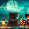 Kumikumi Halloween-Topf-Tür-Dekorationen, Outdoor-Dekorationen, Schuldekoration, Klassenzimmer, Veranda, Party-Dekoration (Halloween-Baumstumpf-Dekoration)
