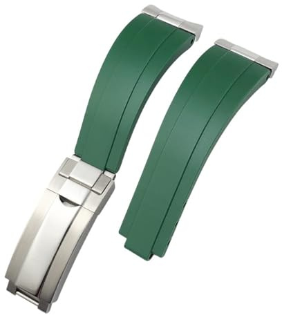 BAHDB Metall gebogenes Ende 20 mm 21 mm Uhrenarmbänder speziell für Rolex Datejust 41 mm 126334 m126300 Uhrenarmband-Link-Zubehör Werkzeuge Herren(Green,20mm)