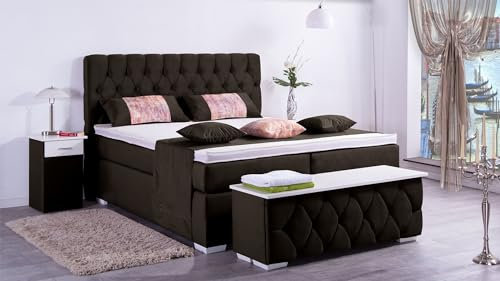 Boxspringbett Jana 240x220, VS-Dunkel Braun, 7-Zohnen Taschenfederkernmatratze, Ergoflex - Inklusive Aufbau - Deutscher Hersteller