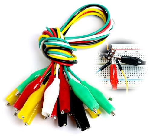 Pince Crocodile Fils de Test, 10Pcs Câble de mesure double extrémité Isolé Clips, Câble Crocodile de Test pour Multimètre, Pinces Crocodiles pour Industriel/Voiture/autres Composants de Câble de Test