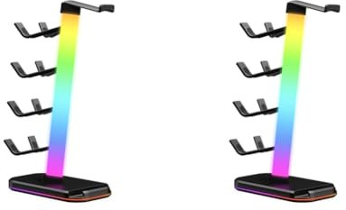 LYEAA Soporte para auriculares para controlador de juegos con puertos USB tipo C, soporte para auriculares RGB, gancho para controlador de juego