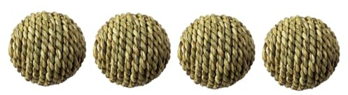 TOYZFRIENDY 4 Stück Teiliges Natur Gras Ball Kauspielzeug für Papagei Hamster Chinchilla Kleintiere Langlebig Sicher Kompaktes Design zur Beschäftigung und Zahnpflege