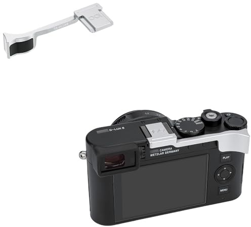 Poignée métallique JJC avec Cache pour Griffe Flash Compatible avec l'appareil Photo numérique Leica D-Lux 8, poignée antidérapante pour Les Pouces, Facile à Installer (Argent 100e Anniversaire)