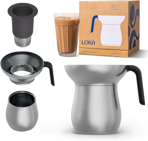 Loka Chai Maker 20oz - Authentic Masala Teapot - No-Spill Silicone Strainer | Authentic Loose Leaf & Iced Latte Kettle, Universal Stovetop Compatibility, Non-Stick Indian Ceramic Set